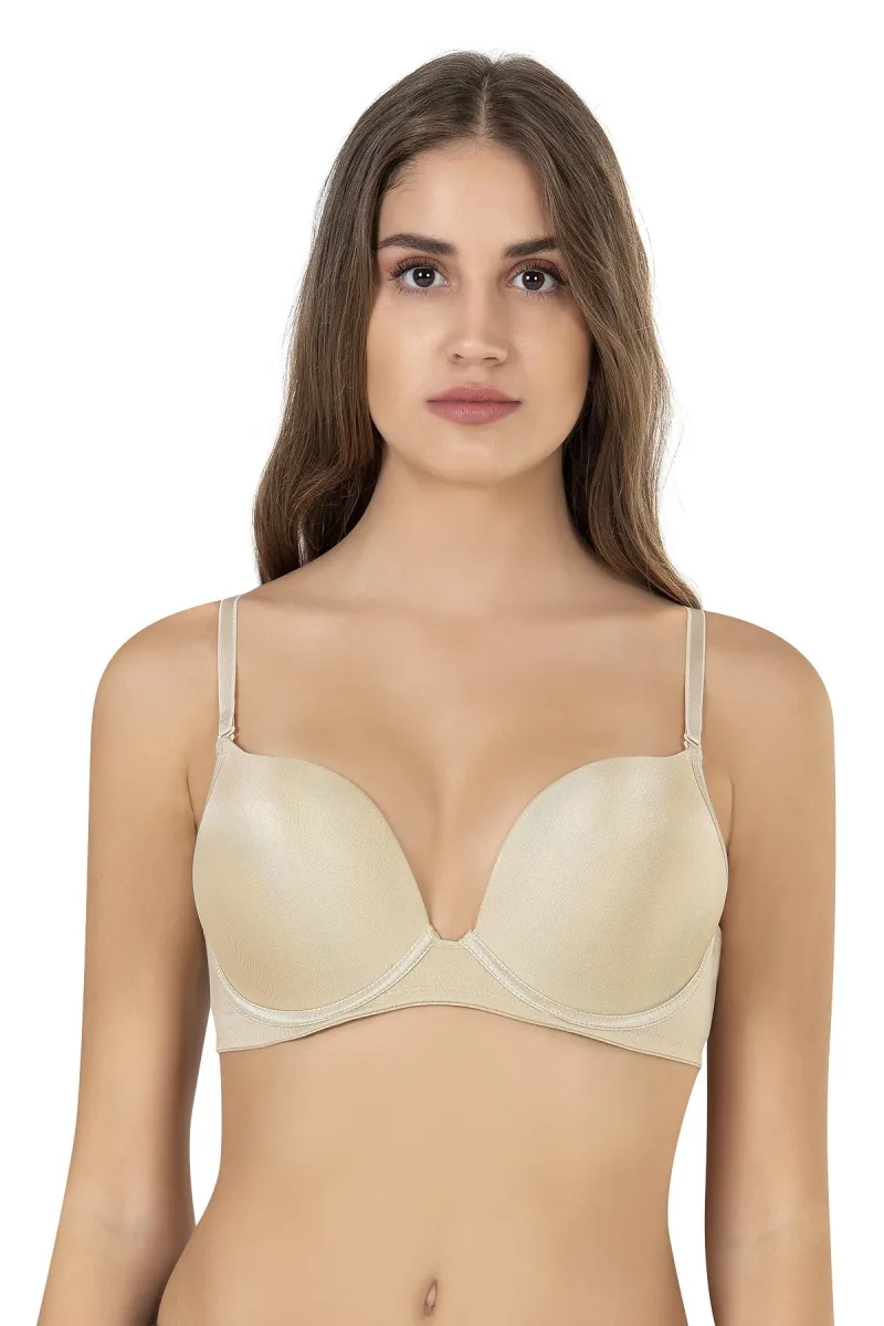 2 Beden Büyük Gösteren Çift Destekli Dolgulu Mikro Kaplı Sihirli Sütyen | Ten 7033