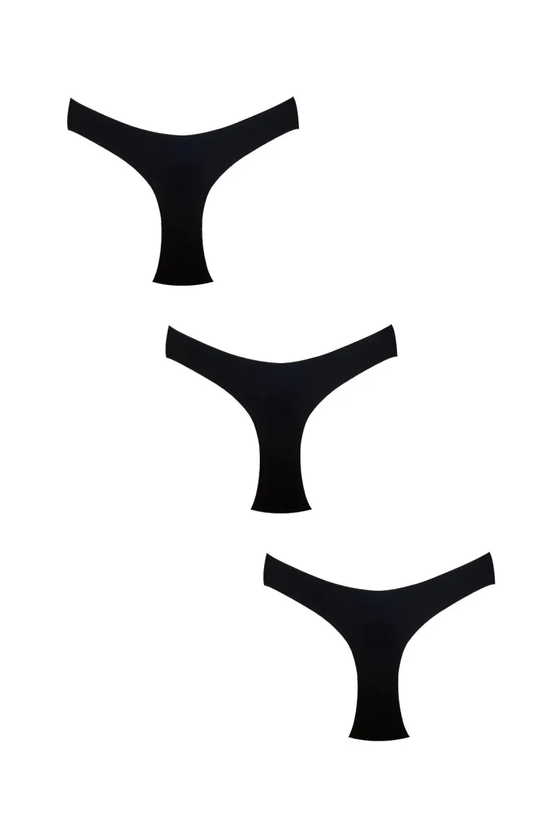 3'lü Paket Pamuklu Lazer Kesim Slip Külot | Siyah 0400