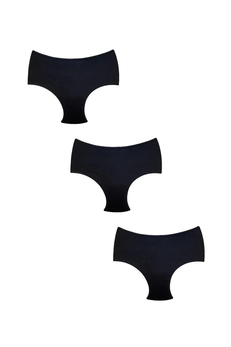 3'lü Pamuklu Bato Bamboo Külot | Siyah  0325