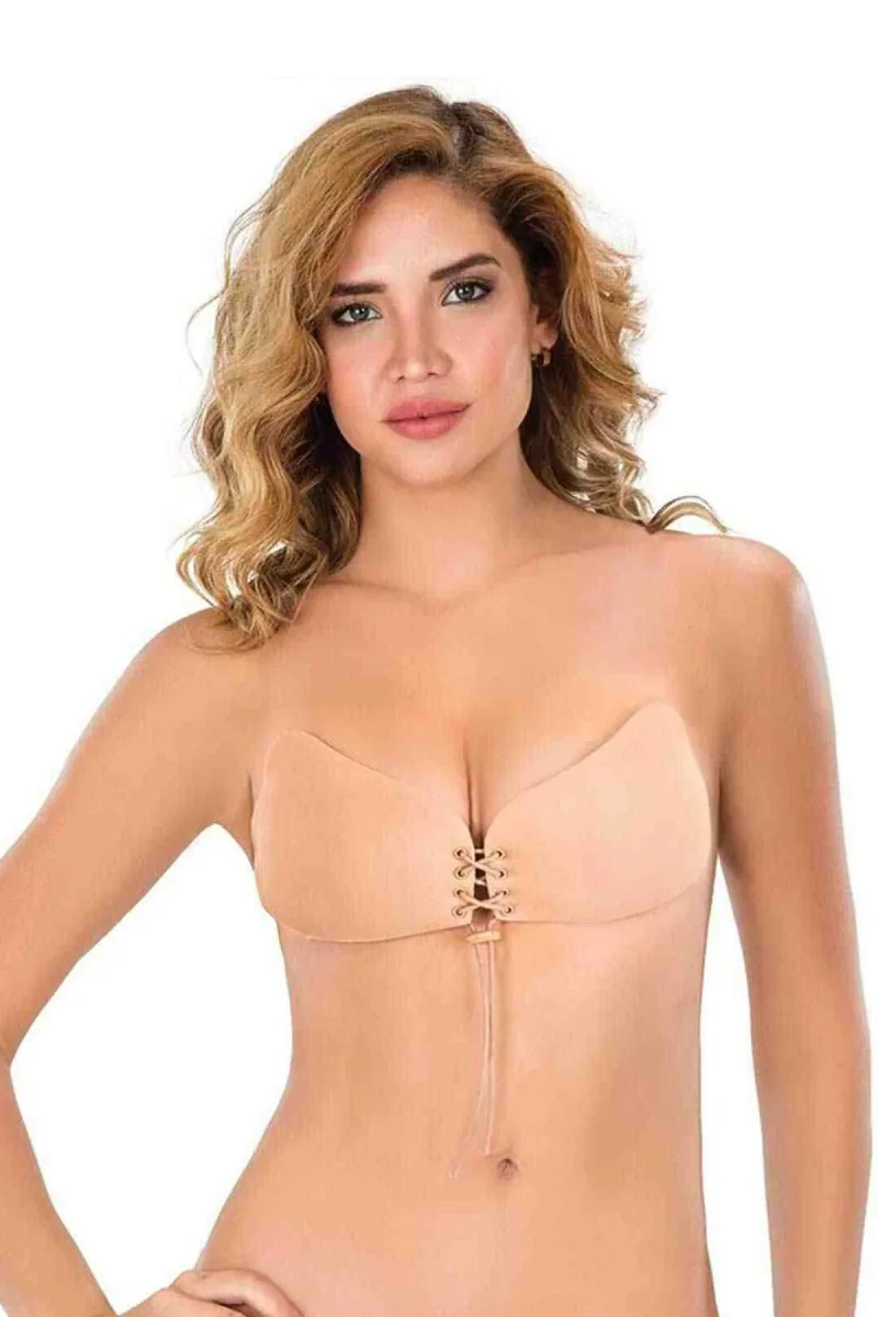 Askısız Önden Ipli Dolgun Gösteren Yapışkanlı Sihirli Sütyen