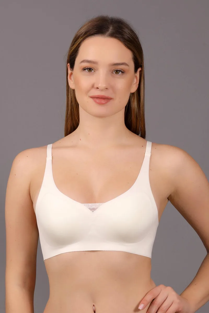 Desteksiz Ayarlanabilir Askılı Pedli Lazer Sütyen | Ekru 6110
