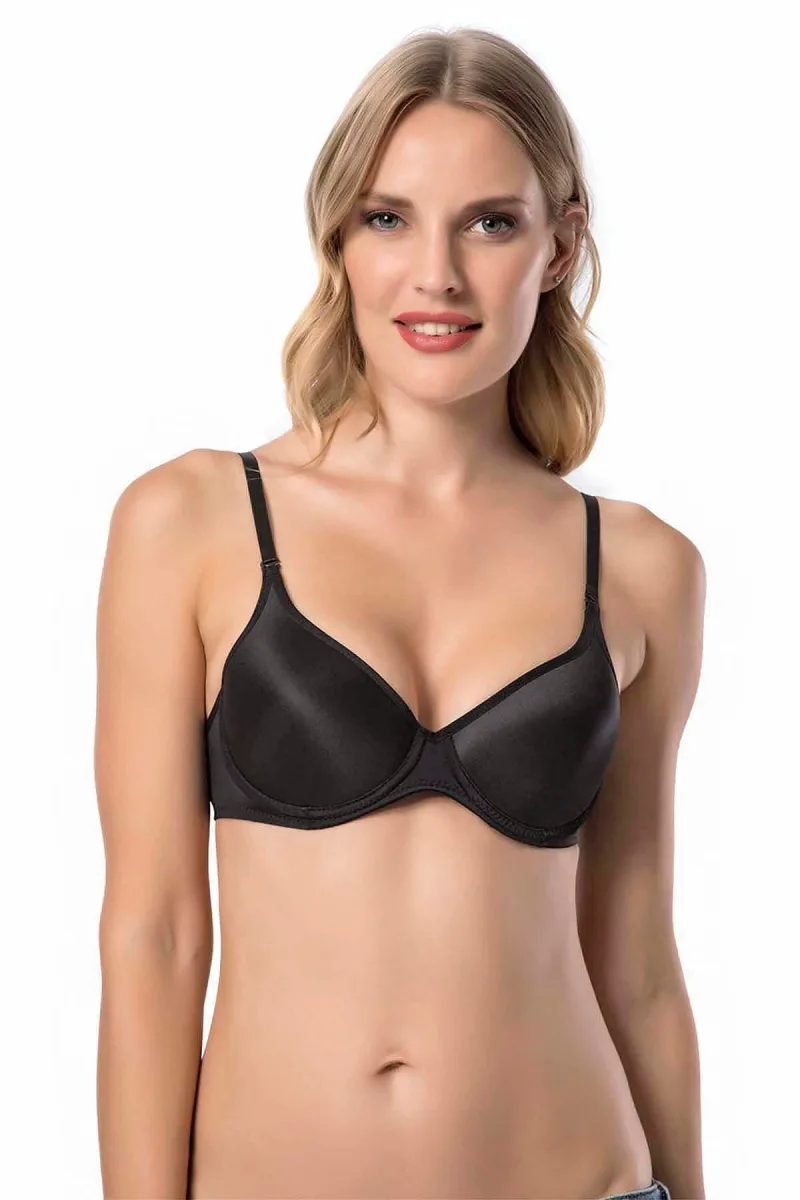 Desteksiz Pufidik Kaplı Mikro Balenli Sütyen | Siyah 9600