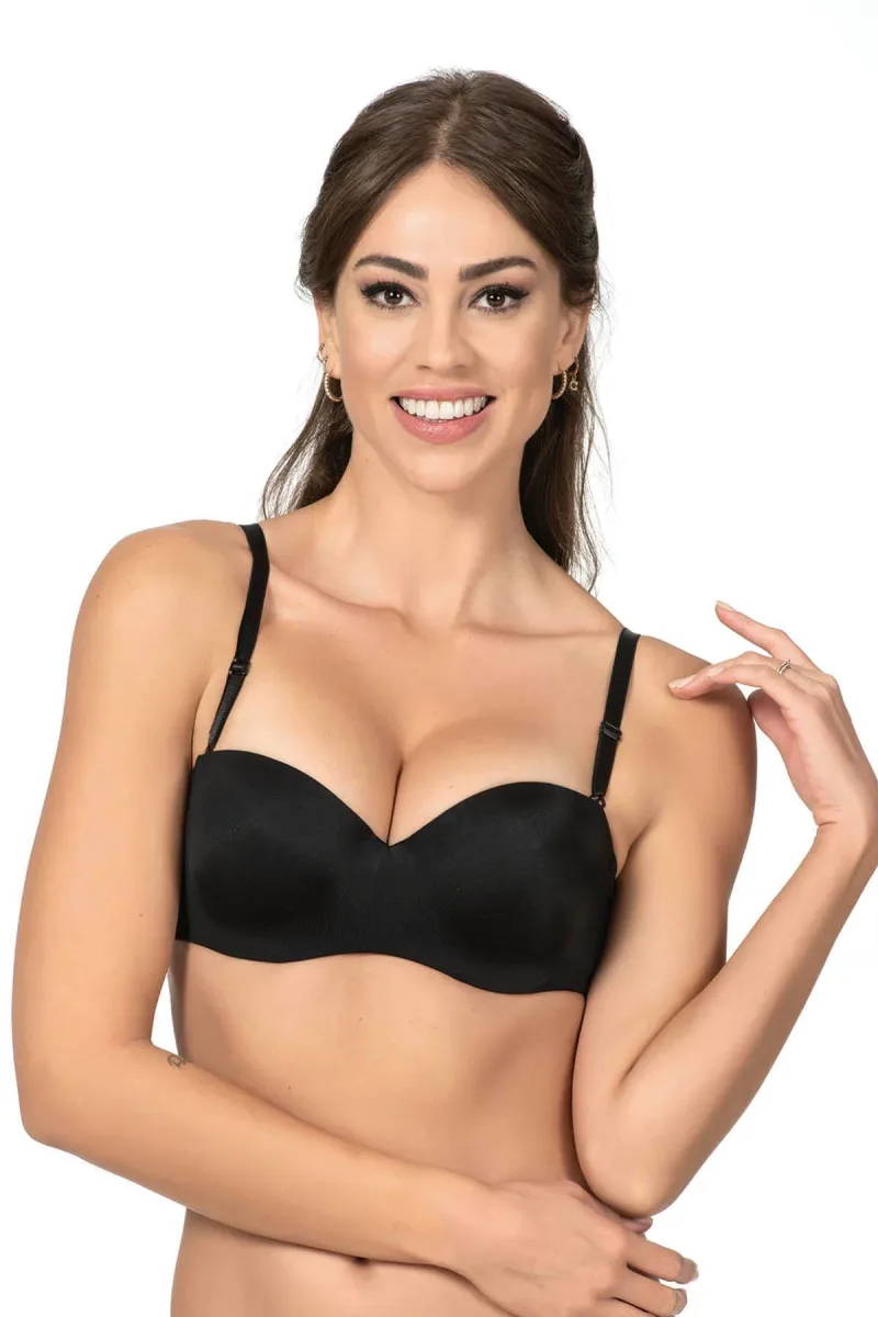 Dikişsiz Ayarlanabilir Askılı Desteksiz Sütyen | Siyah 1110