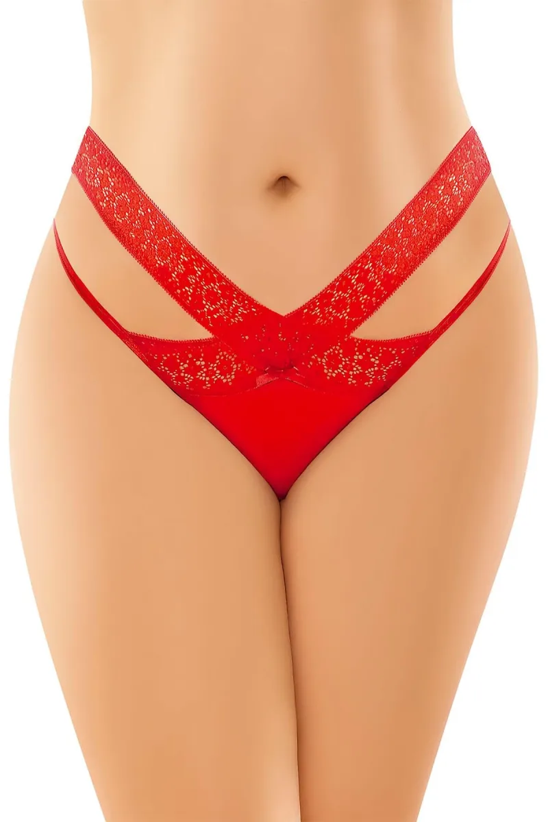Fantezi Büyük Beden Çapraz Dantel Detaylı Kadın Tanga - Şık ve Rahat Tasarım