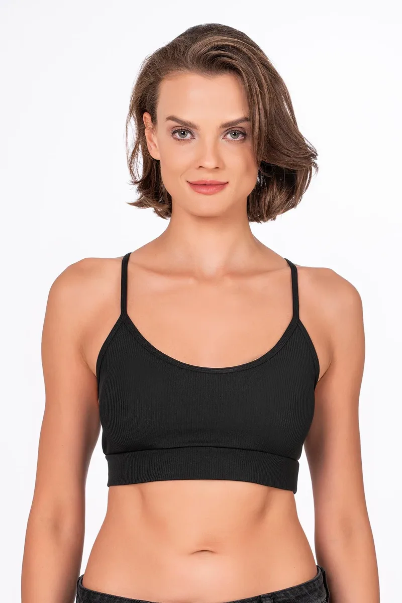 Fitilli İnce Askılı Şekillendirici Spor Sütyeni