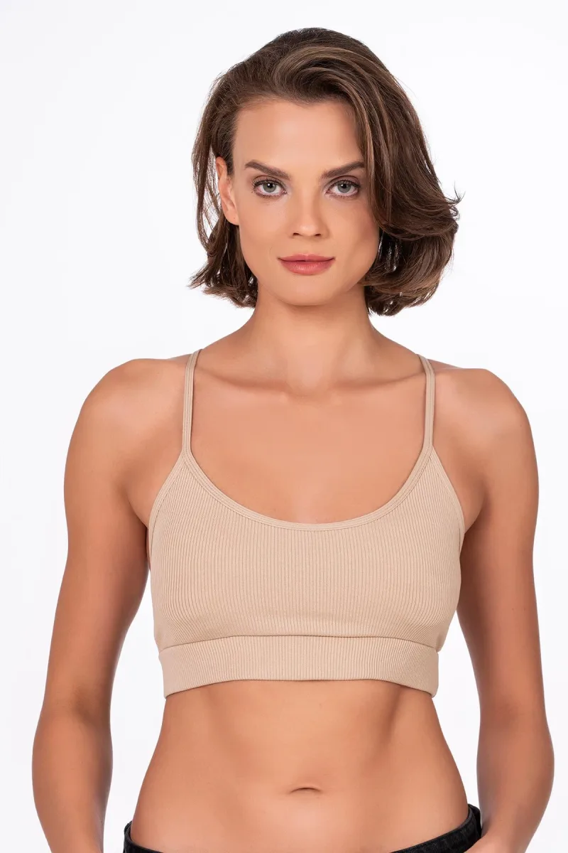 Fitilli İnce Askılı Şekillendirici Spor Sütyeni