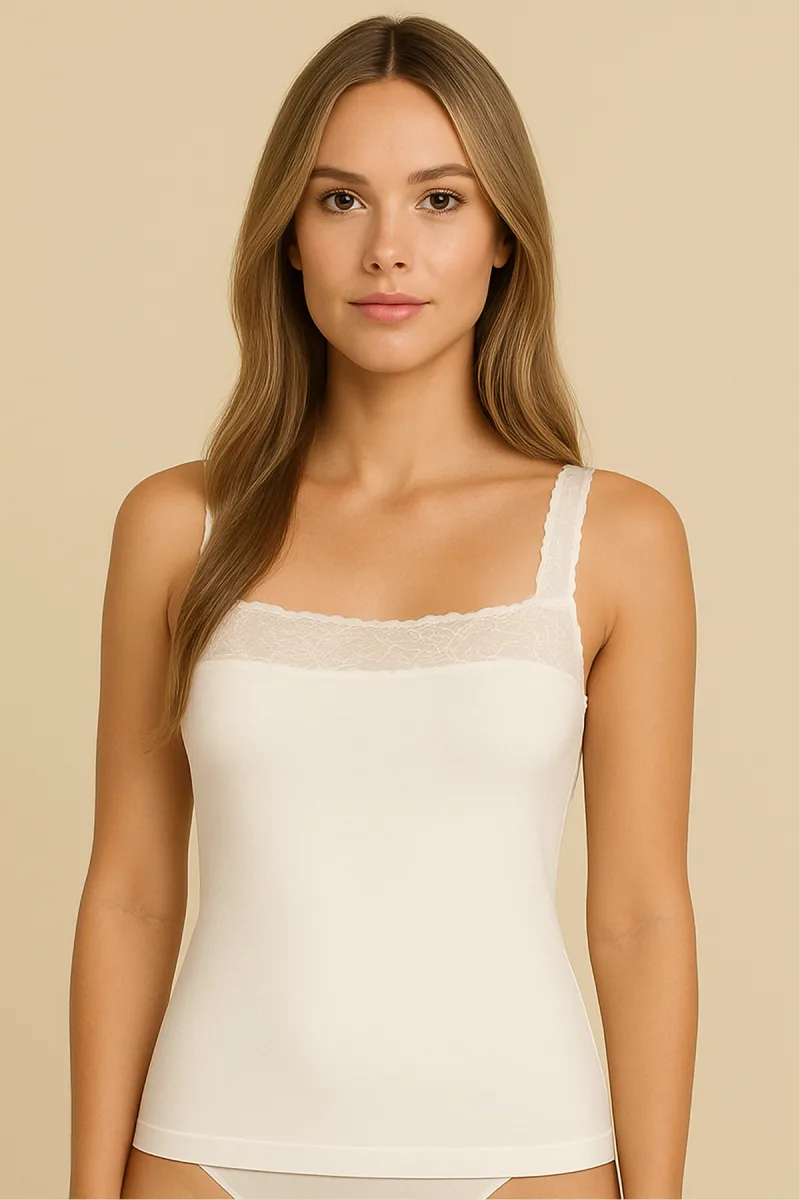 Kadın Dantel Detay Askılı Atlet | Beyaz 25114