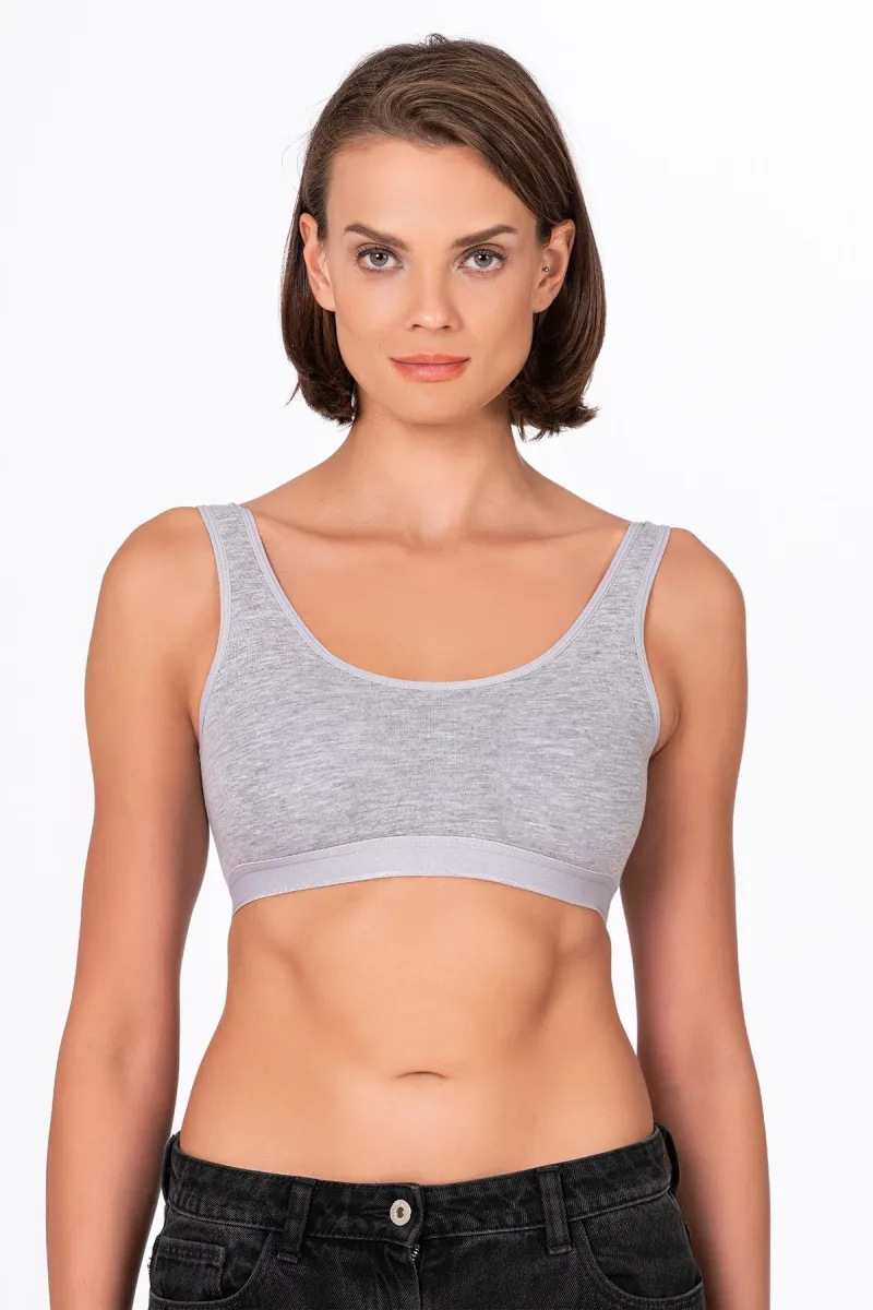 Kadın Düz Sporcu Sütyen – Esnek Rahat Form | Gri 5016