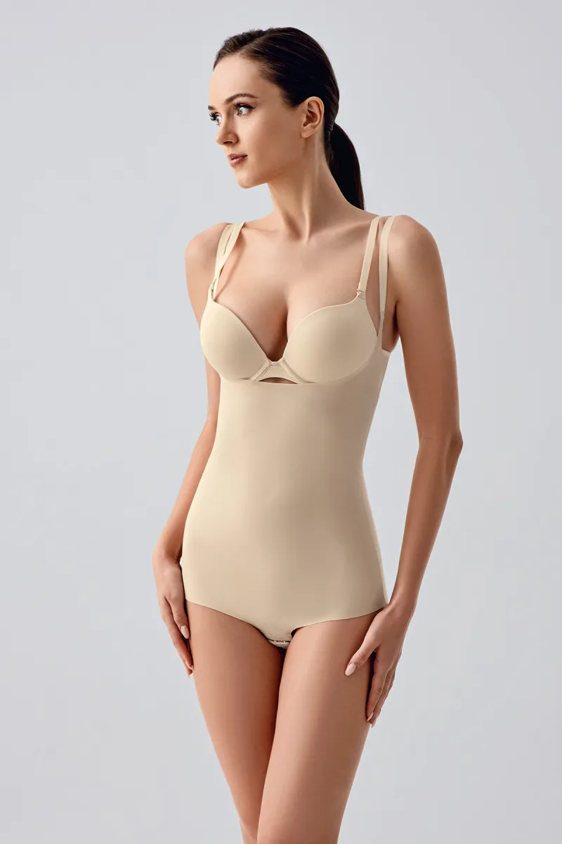 Kadın Lazer Kesim Askılı Slip Korse | Ten 9240