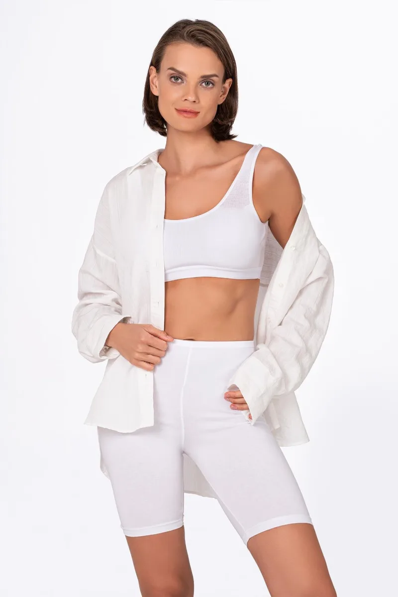 Kadın Likralı Süprem Diz Üstü Tayt | Beyaz K0413