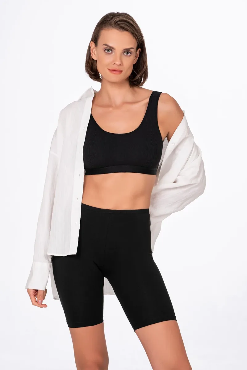 Kadın Likralı Süprem Diz Üstü Tayt | Siyah K0413