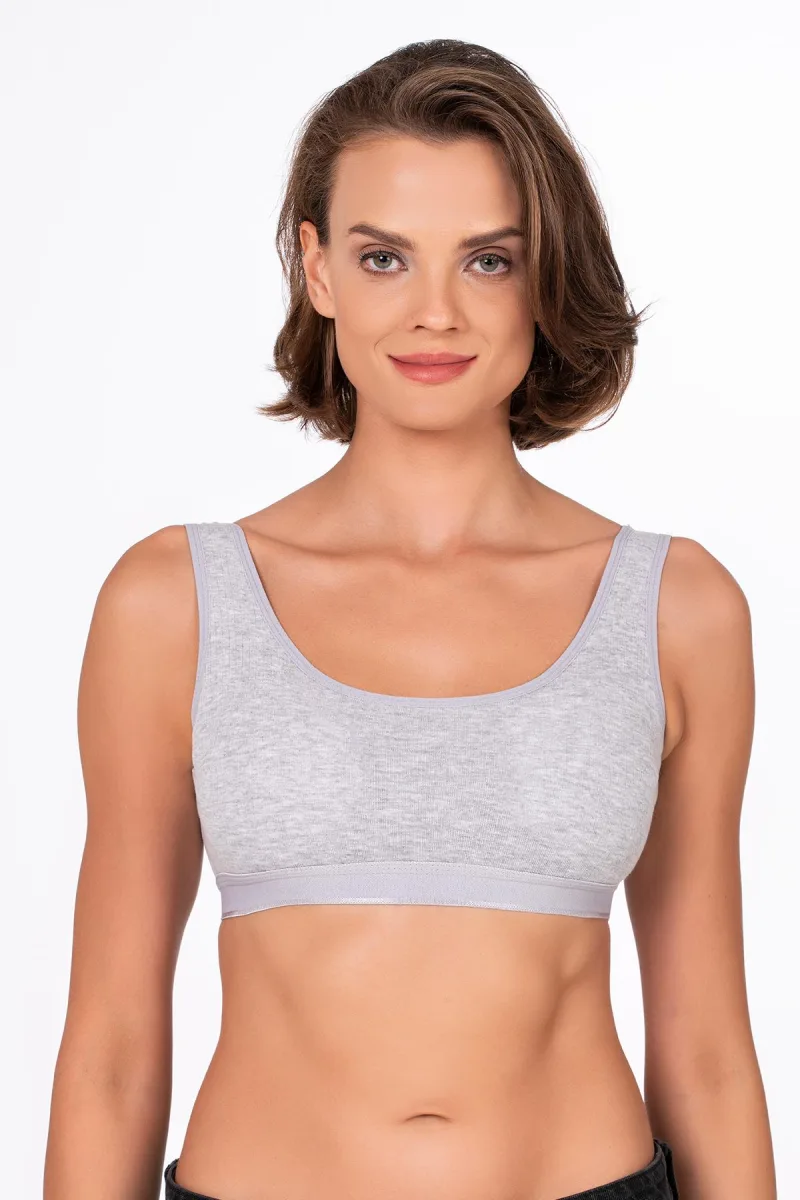 Kadın Pamuklu Kaşkorse Sporcu Sütyen | Gri 5044