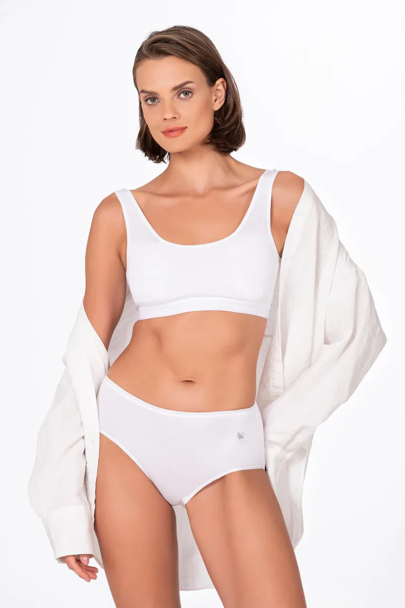 Kadın Pamuklu Yüksek Bel Bato Modal Külot | Beyaz K23922