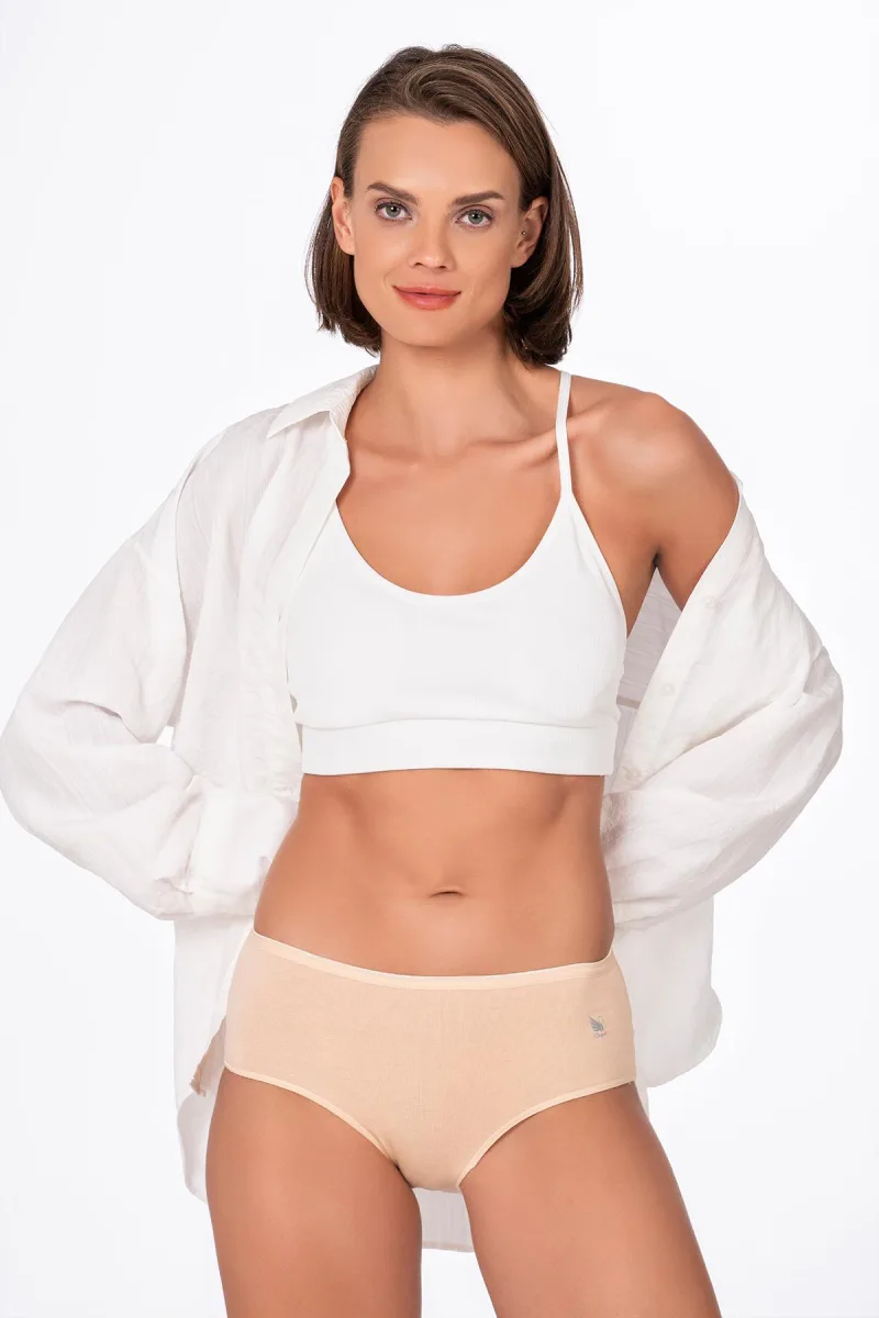 Kadın Pamuklu Yüksek Bel Bato Modal Külot | Ten K23922