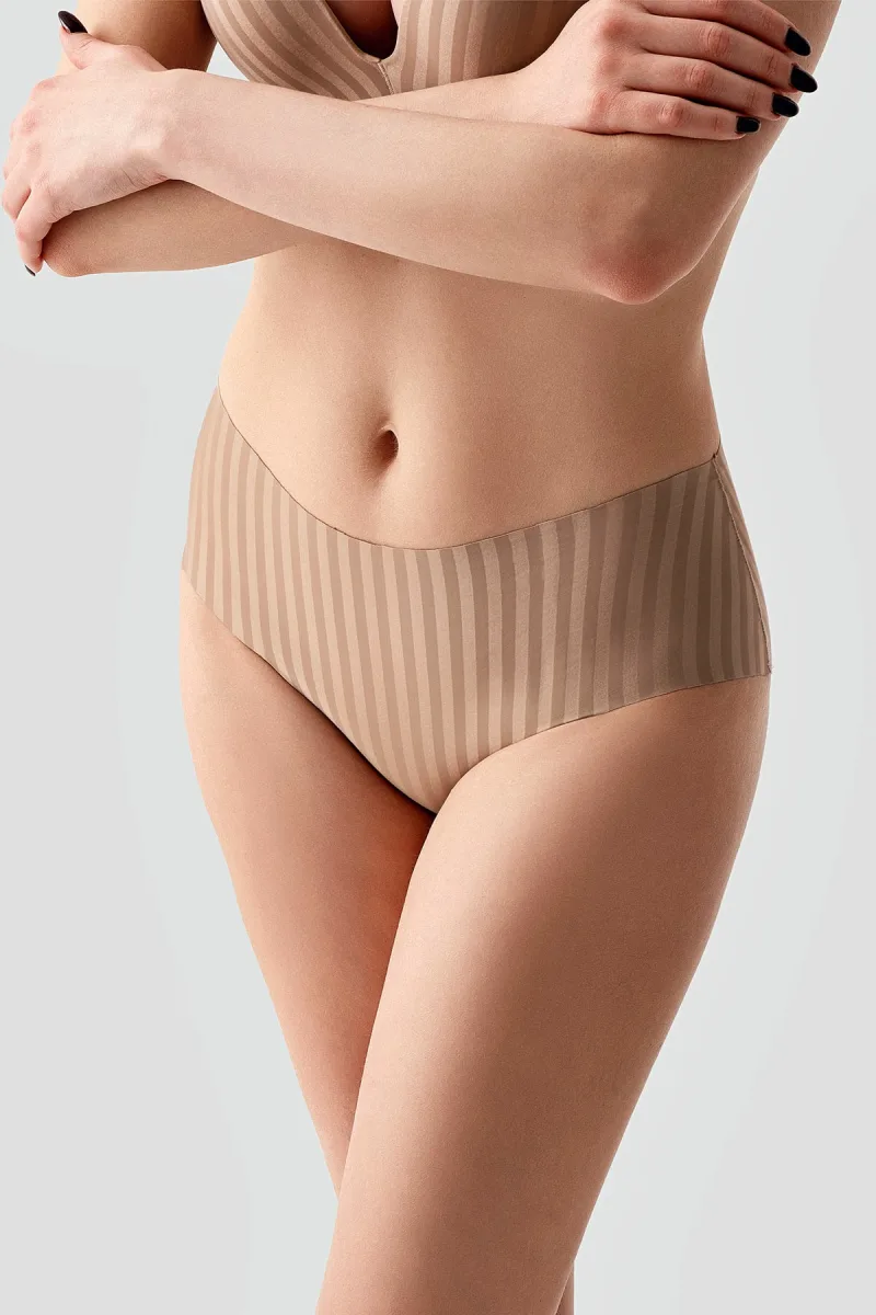 Kadın Seamless Şerit Efektli Bato Külot | Cappuccino 9212