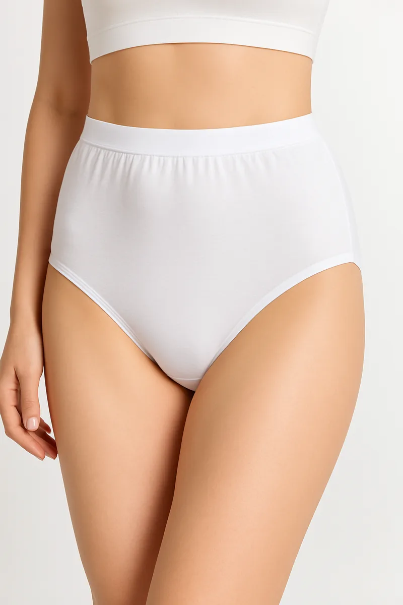 Kadın Toparlayıcı Siyah Yüksek Bel Pamuklu Bato Külot | Beyaz 4020