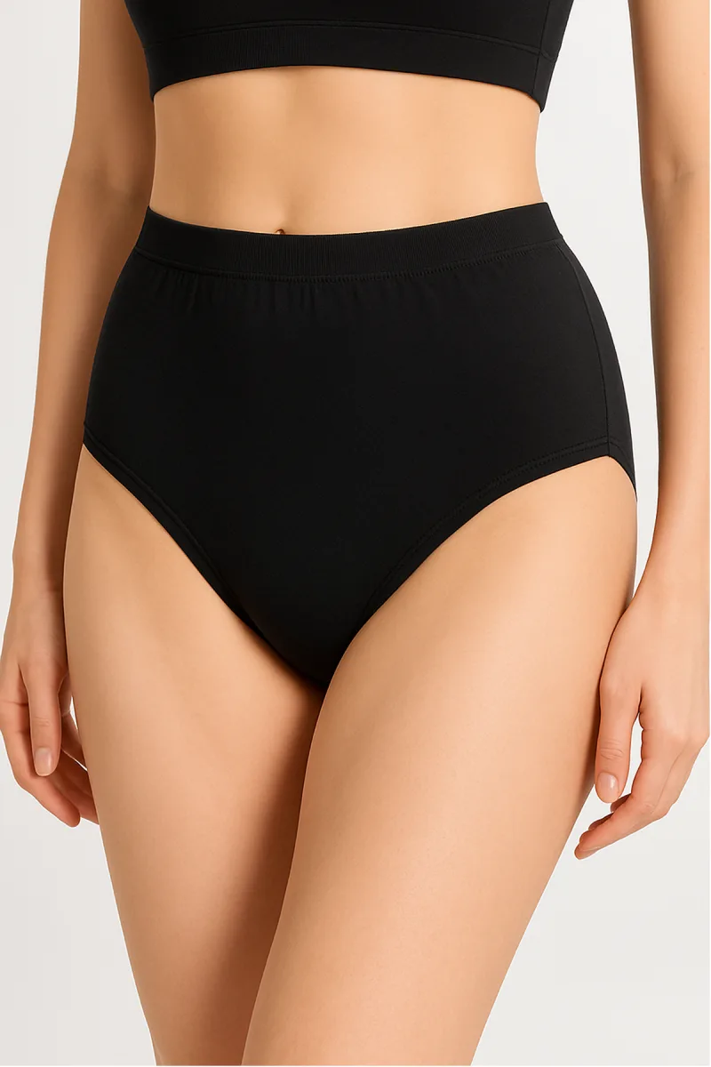 Kadın Toparlayıcı Siyah Yüksek Bel Pamuklu Bato Külot | Siyah 4020