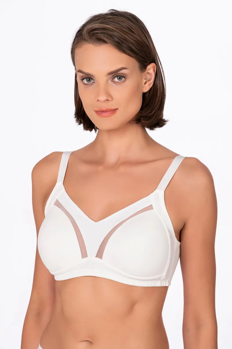 Kadın Tül Detay Toparlayıcı Sütyen | Ekru 706