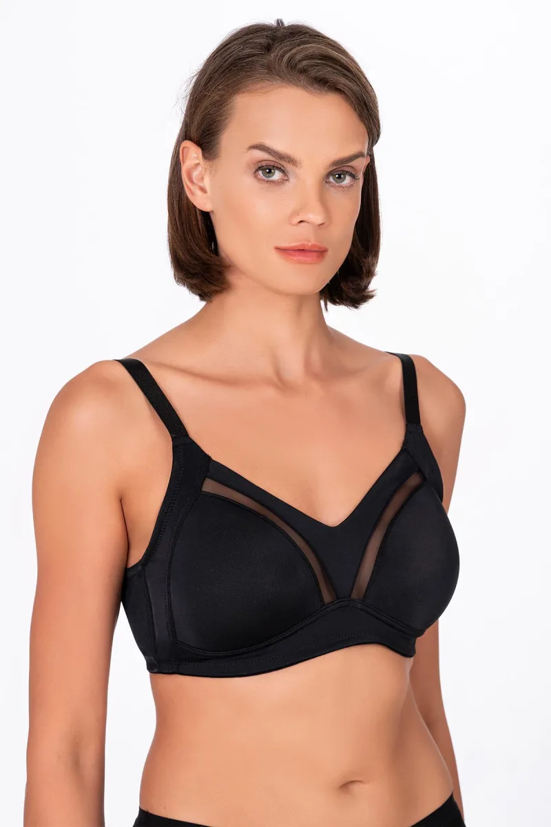 Kadın Tül Detay Toparlayıcı Sütyen | Siyah 706