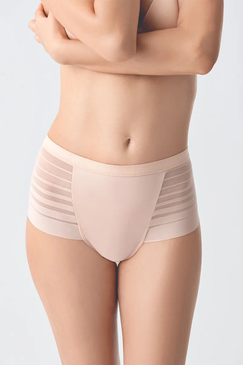 Kadın Yüksek Bel Tül Detay Brazilian Külot | Ten 9302-A