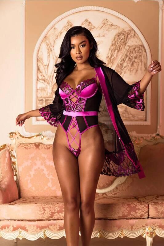 For Dreams Kalpli Fantezi Gecelik Takımı - Romantik Dantel Detaylı Gece Kıyafeti