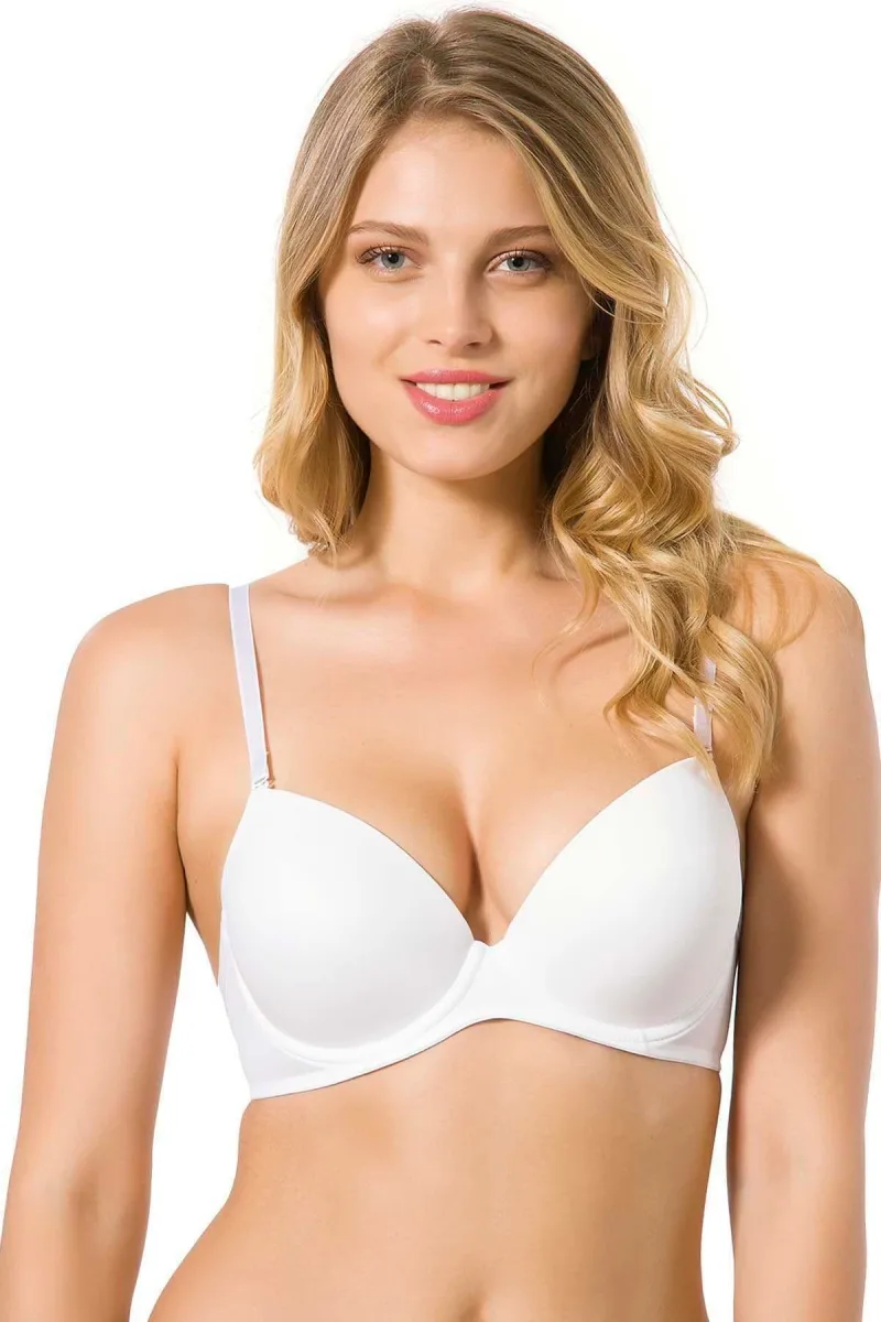 Mikro Kaplı Kulaksız Destekli Silikonlu B Kap Sütyen | Beyaz 7050