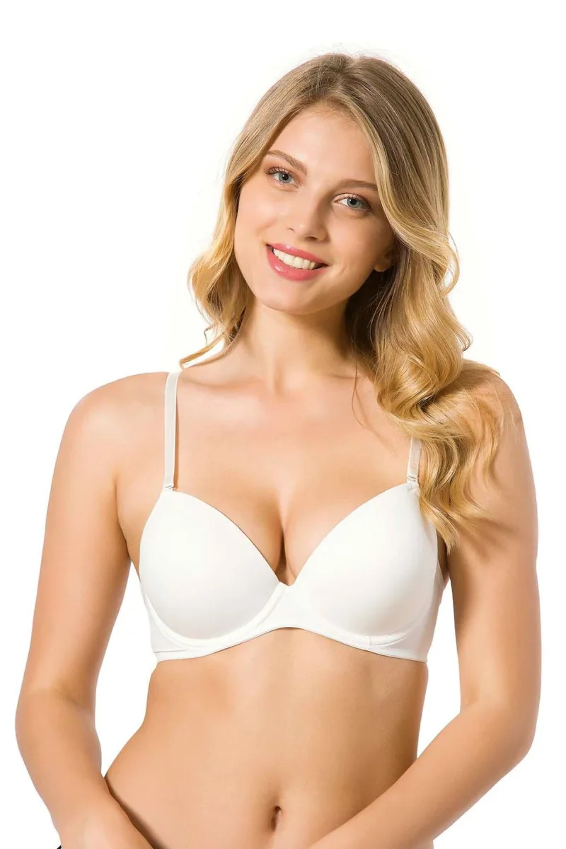 Mikro Kaplı Kulaksız Destekli Silikonlu B Kap Sütyen | Ekru 7050