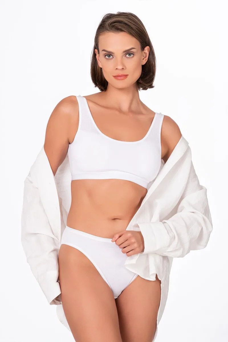 Pamuklu Likralı Süprem Slip Külot | Beyaz K6120