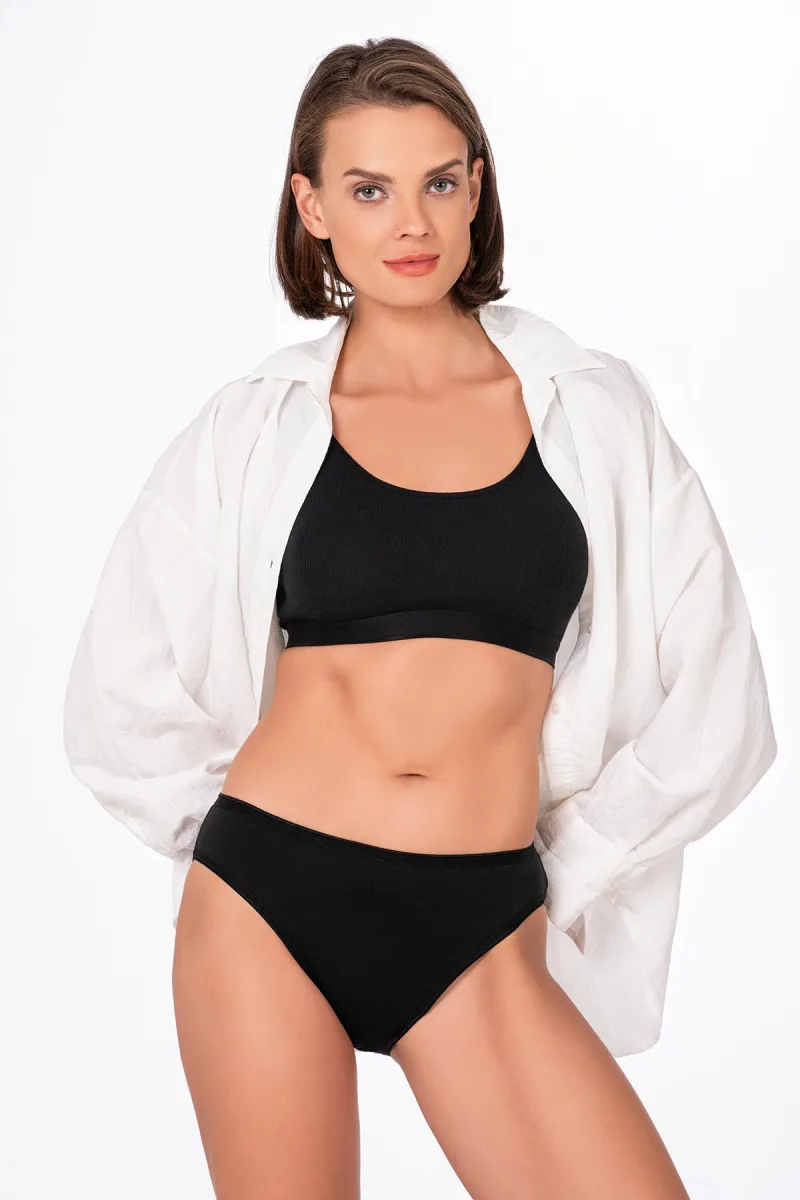 Pamuklu Likralı Süprem Slip Külot | Siyah K6120