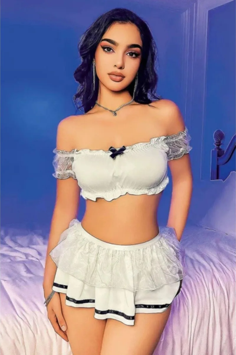 Tül Detay Fantezi Denizci Kostümü